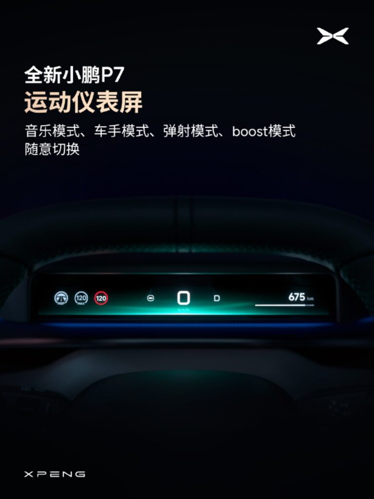 Интерьер Xpeng P7 с AR-HUD и спортивными сиденьями