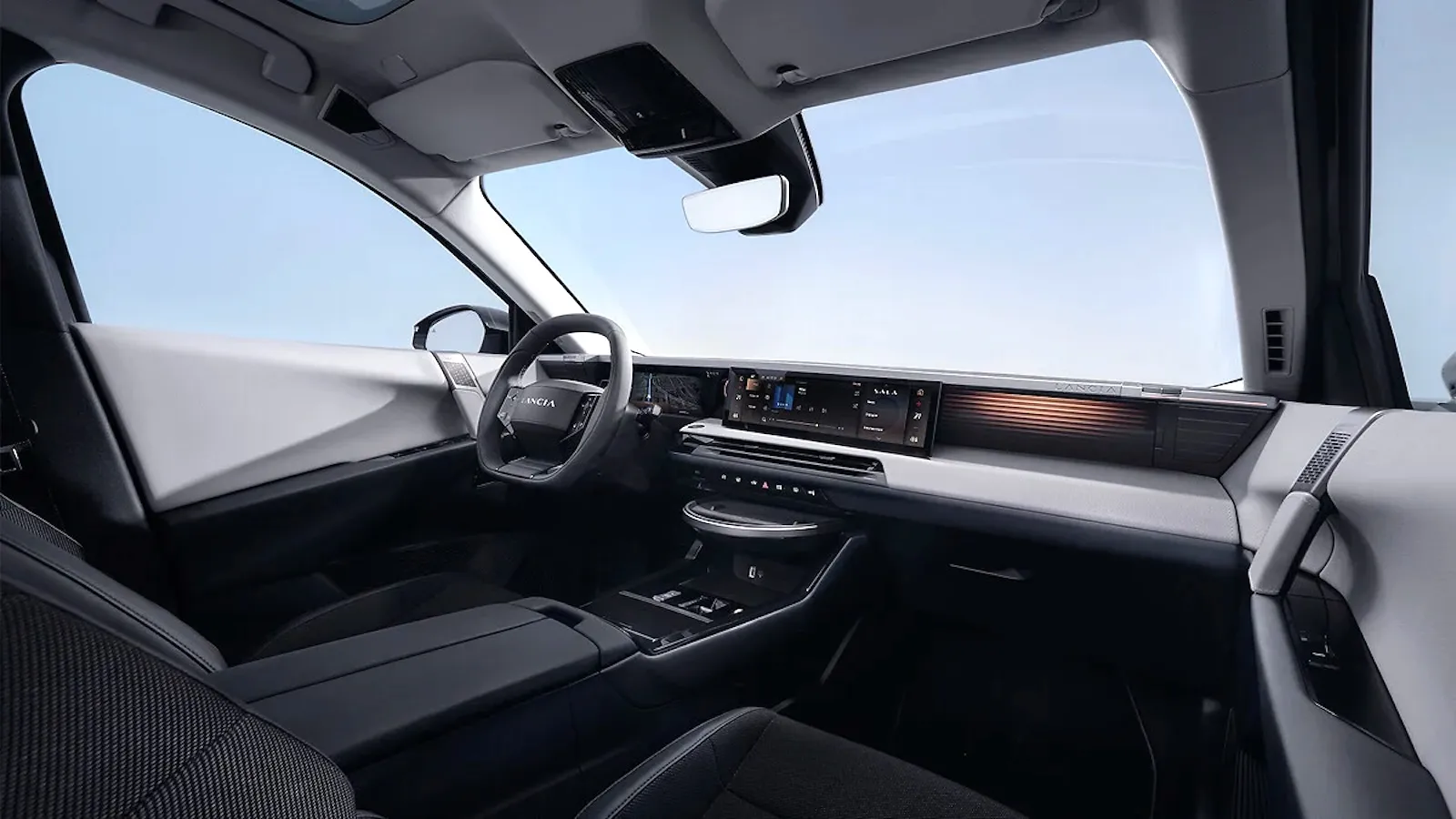 Новый электрический кроссовер Lancia Gamma 2027 года на фоне итальянского пейзажа.