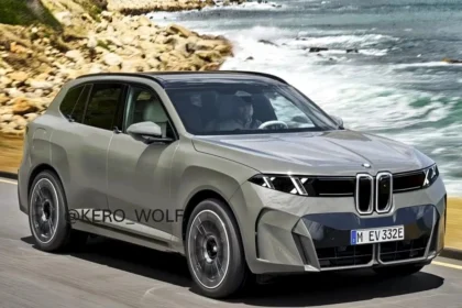 Шпионский снимок передней панели нового BMW X5 G65 с наклонным экраном и панорамным мостом iDrive X