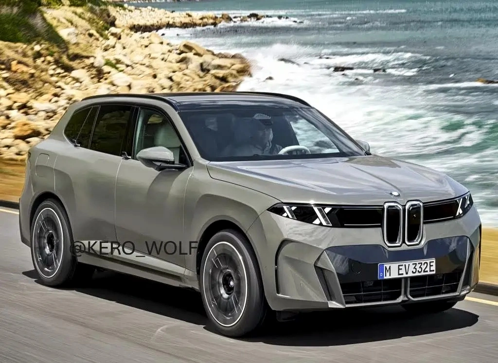 Шпионский снимок передней панели нового BMW X5 G65 с наклонным экраном и панорамным мостом iDrive X